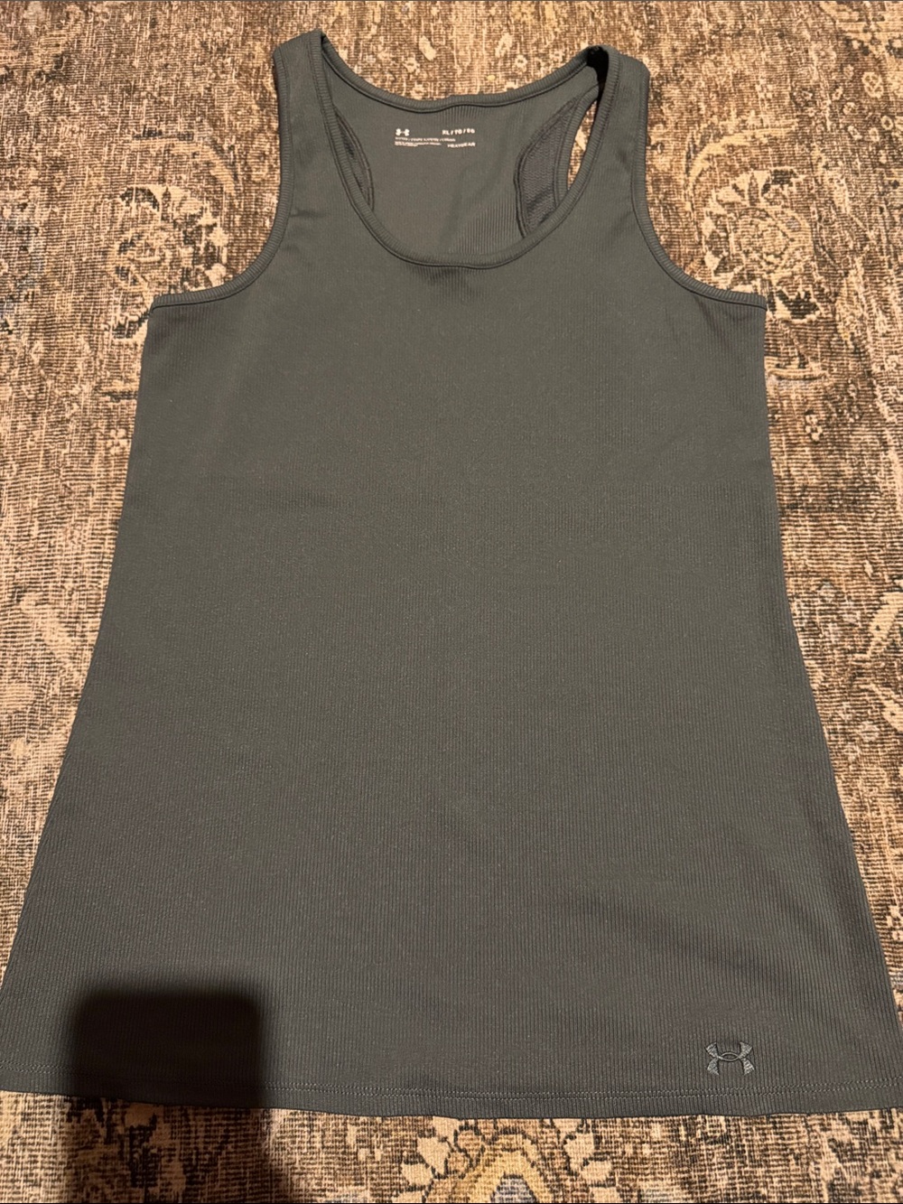 Under Armour Women's Dark Grey Ribbed Racerback Performance Tank - XL